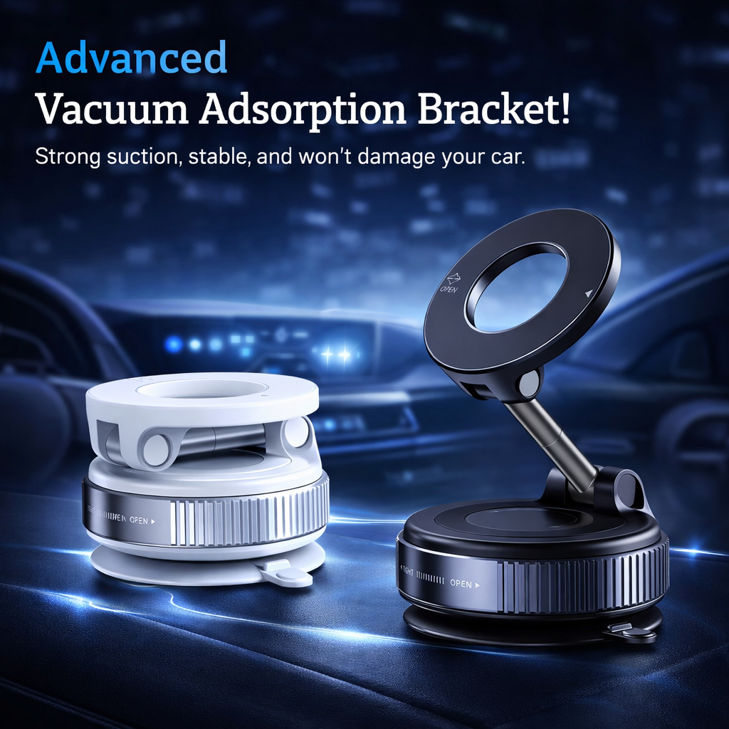 Car Mount Electric Vacuum Magnetic Holder Foldable Strong Suction Stand for Cell Phone for Iphone 12 13 14 15 16 Live Streaming