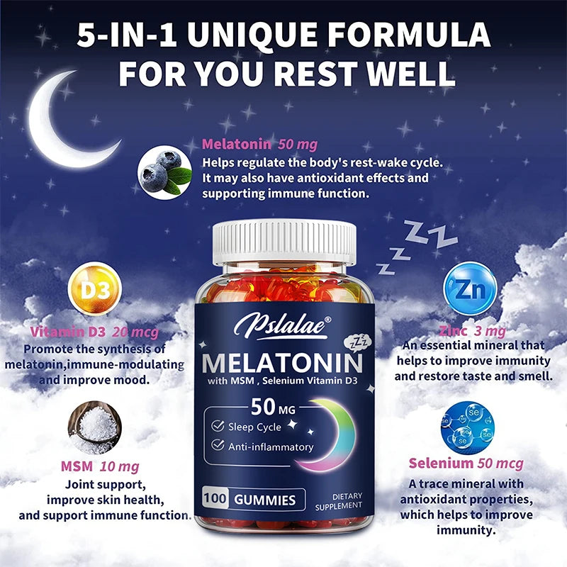Melatonin Gummies 50Mg - Sleep Aid, Improve Sleep Quality and Support Deep Sleep