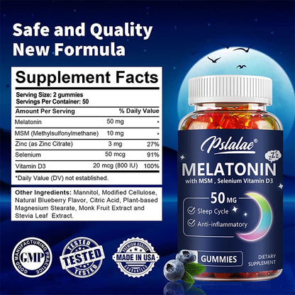 Melatonin Gummies 50Mg - Sleep Aid, Improve Sleep Quality and Support Deep Sleep